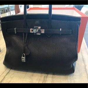 Chocolate brown Birkin 35 Clemence